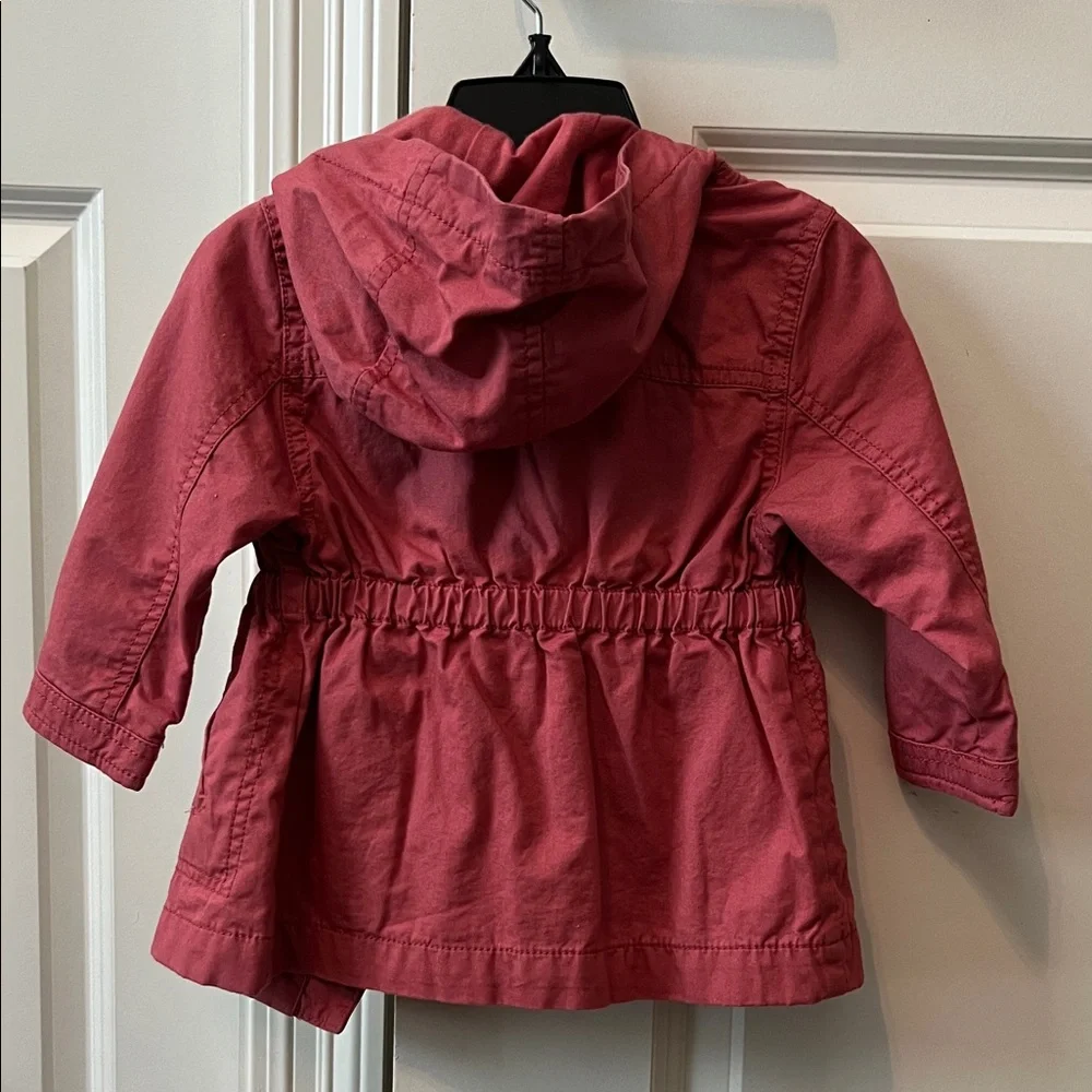 Old Navy Pink Lined Hooded Twill Jacket baby girls size 12-18M